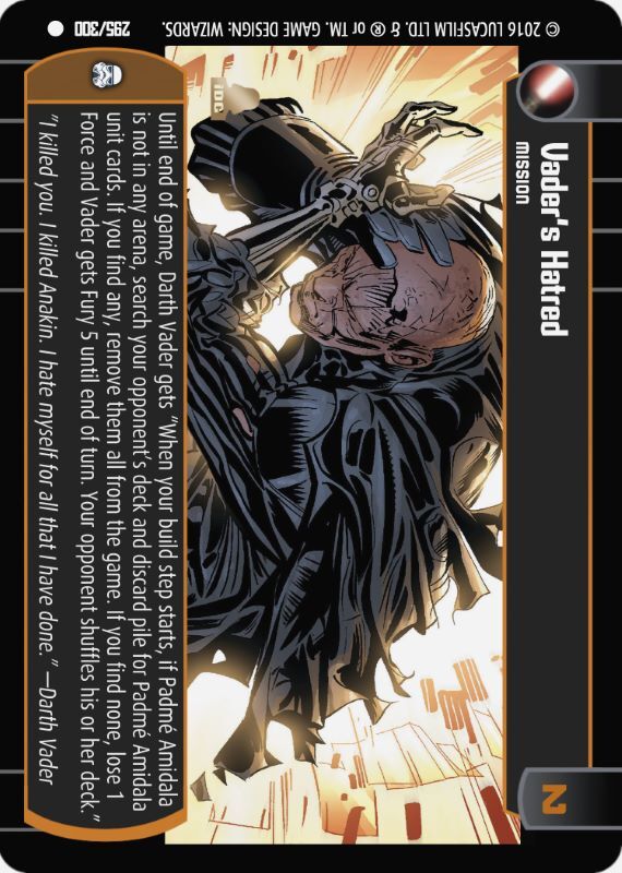 Vader's Hatred : A Mission type card for Star Wars Trading Card Game (SWTCG)